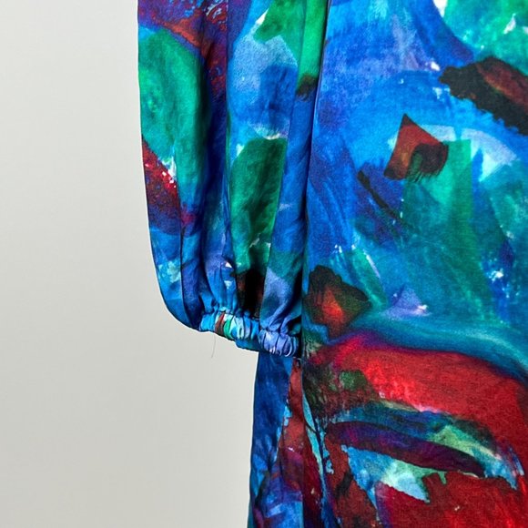 by Smith Womens Silk Watercolor Shift Dress Blue Red Artistic size Medium - Picture 4 of 12